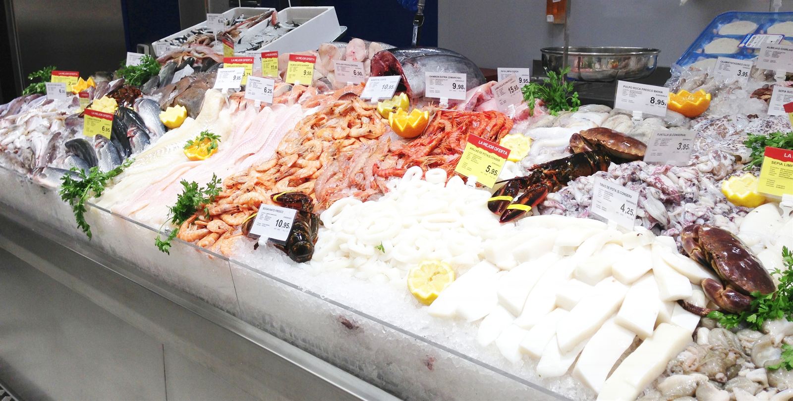 Mostrador de pescadería refrigerado